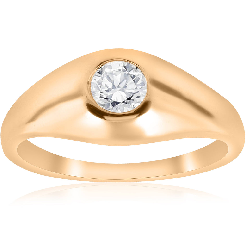 14K Yellow Gold Mens Diamond Solitaire Ring W191707