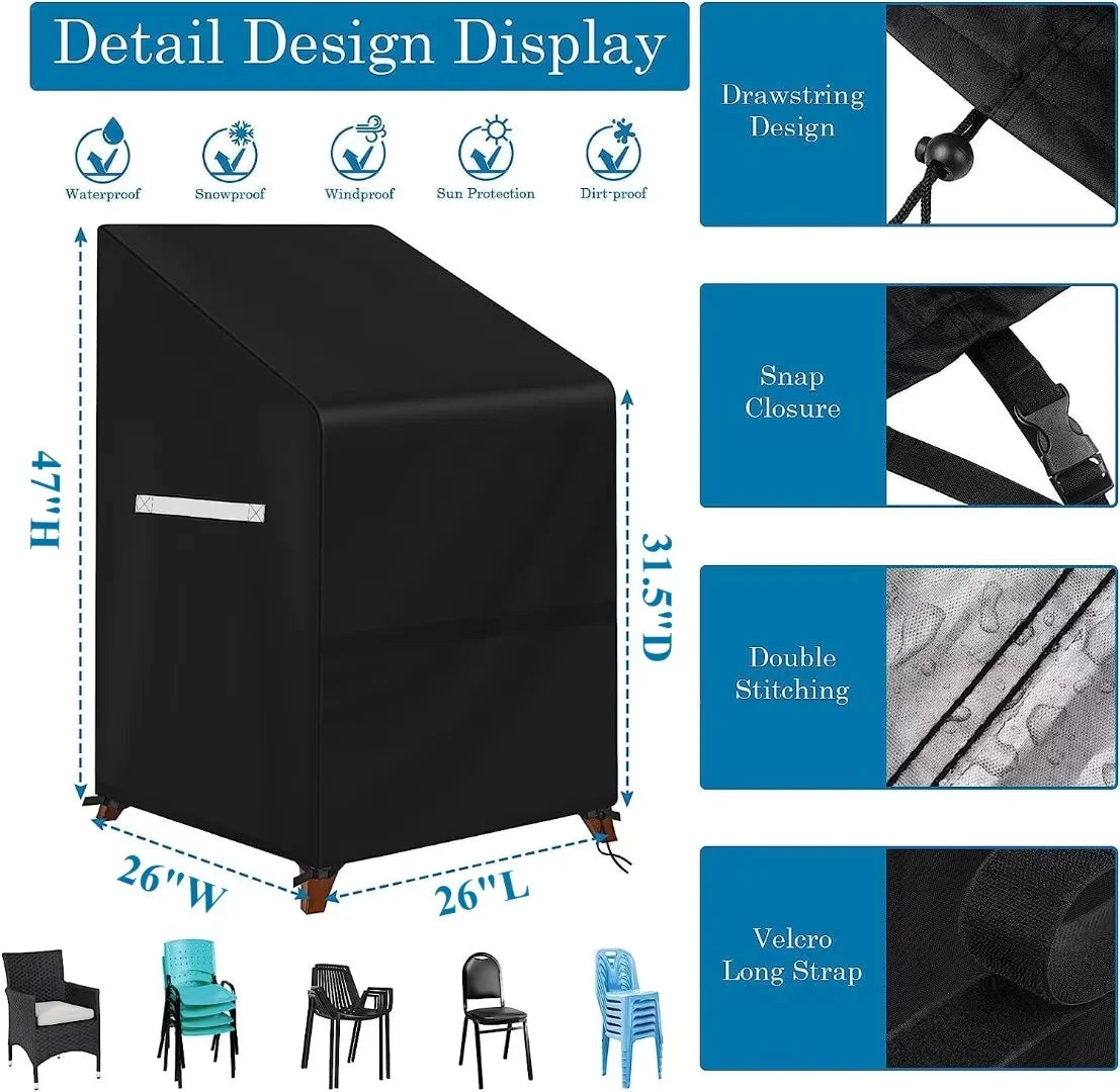 Outdoor Stacking Chair Covers Waterproof Patio Furniture Cover for 4-6 Stackable Chairs B585364