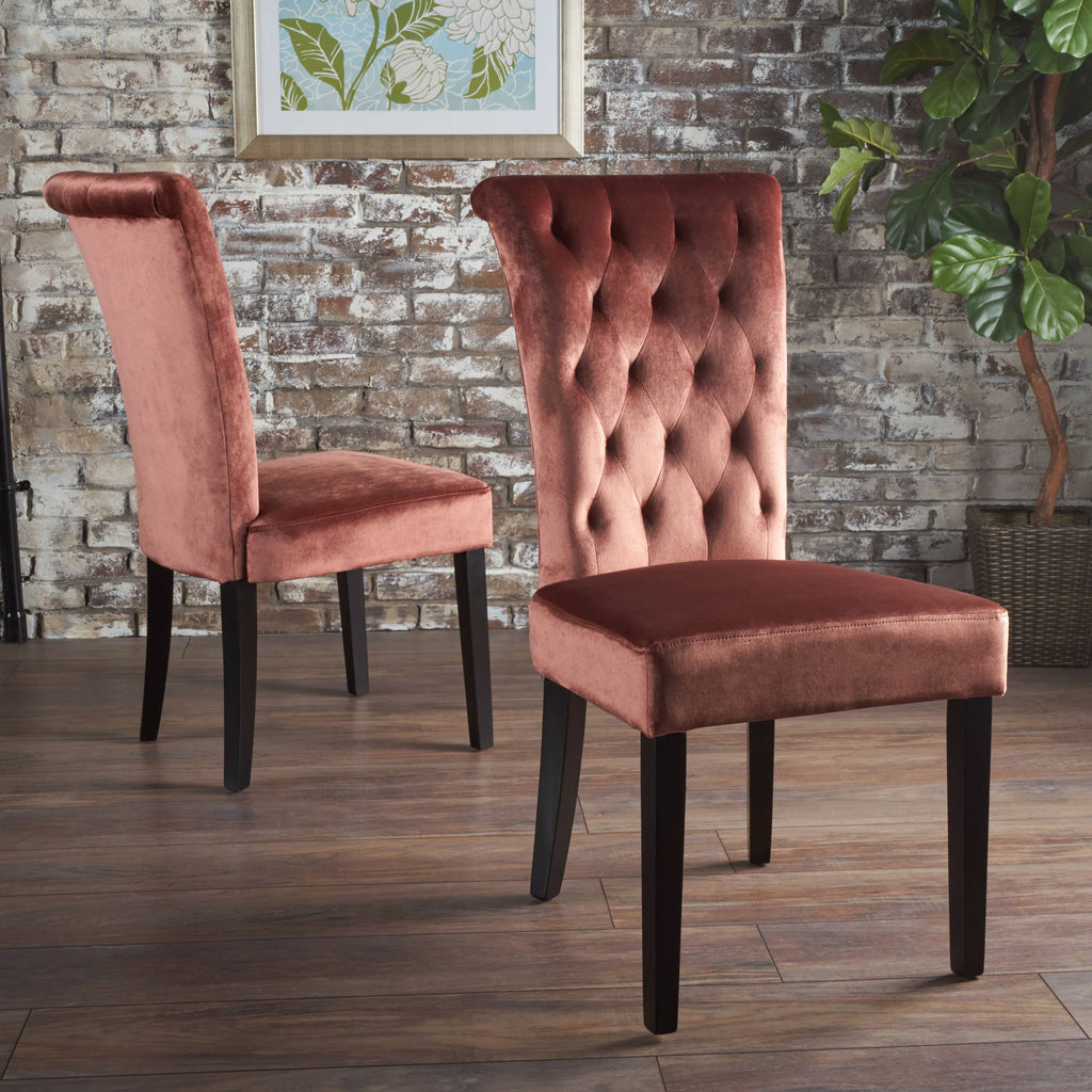 Gray Velvet Tufted Dining Chair Set of 2 N1648