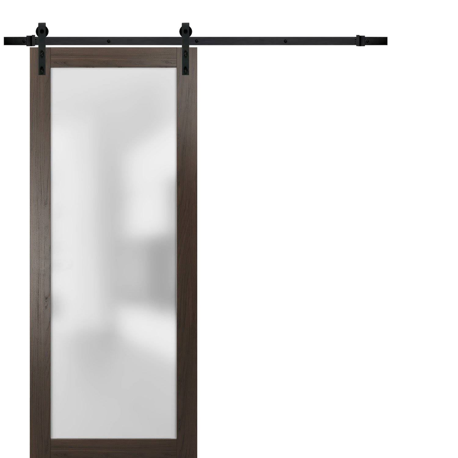 Sliding Barn Glass Door 32 x 80 Chocolate Ash L90850
