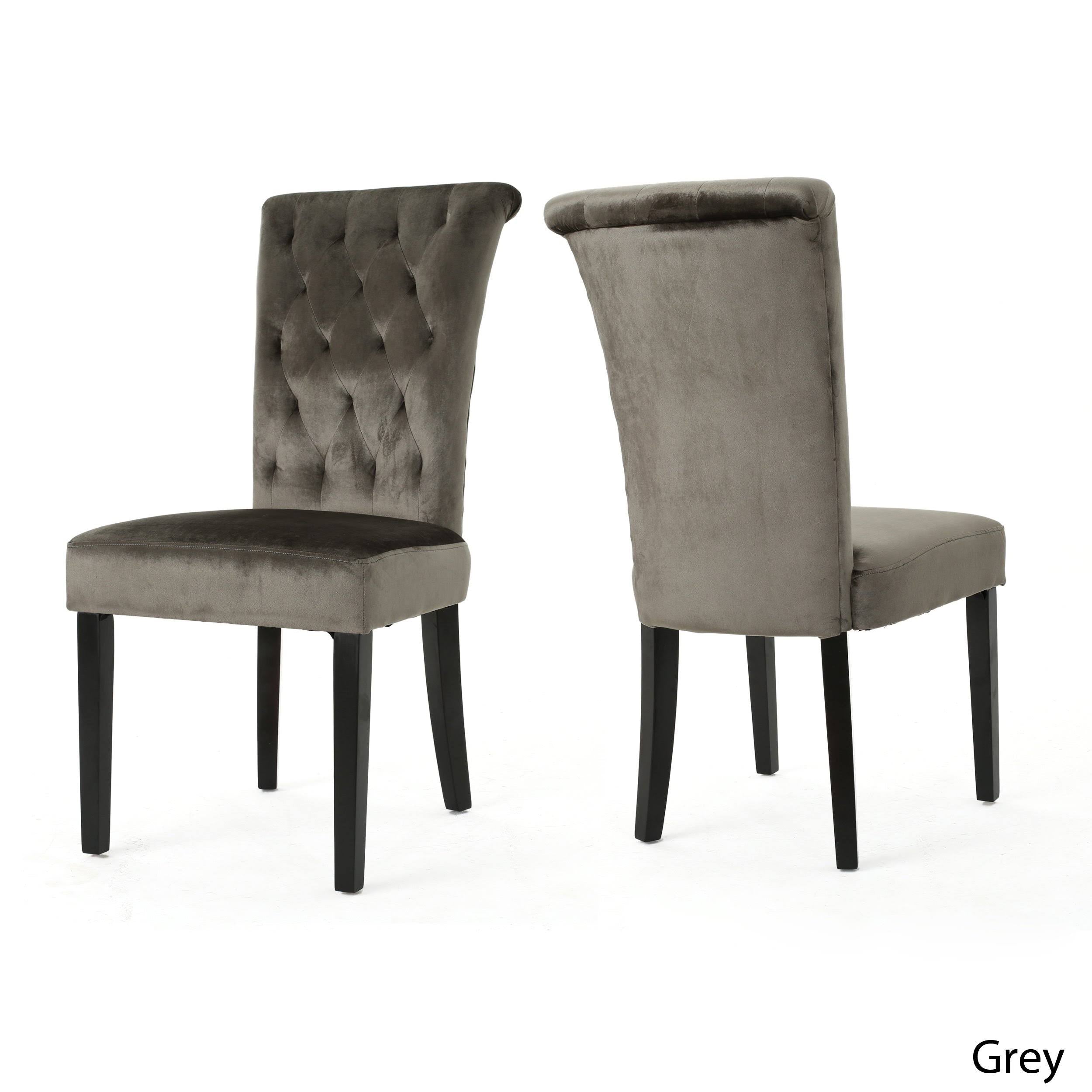 Gray Velvet Tufted Dining Chair Set of 2 N1648