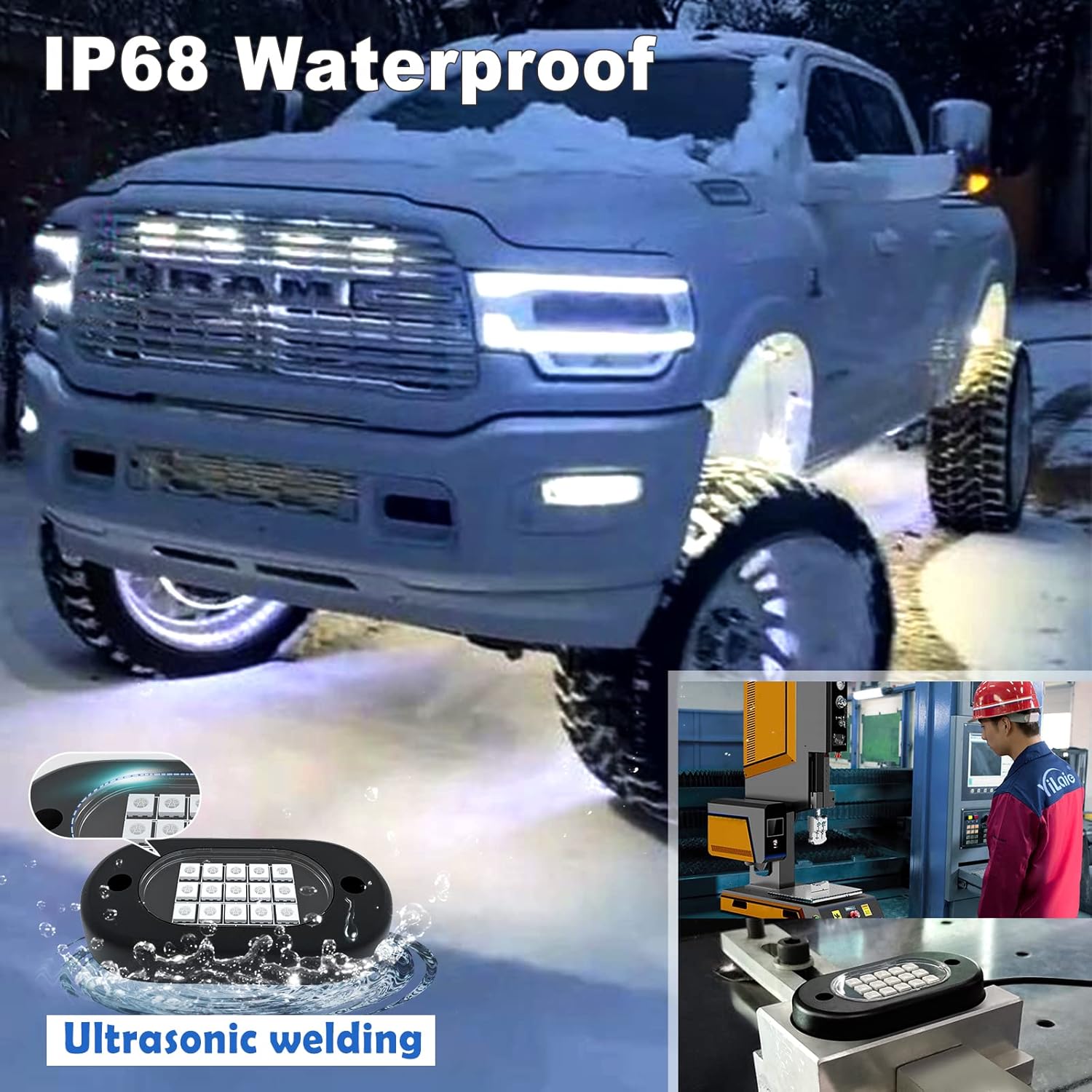 8 Pods RGB LED Rock Lights with APP Control, IP68 Waterproof, Pack of 2 V207903