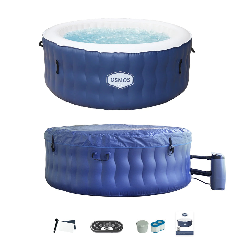 Navy Blue Inflatable Hot Tub 4 Person with 108 Air Jets V1266