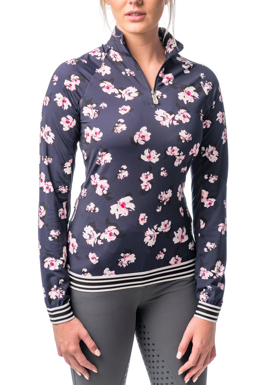 Long Sleeve Quarter-Zip Print Top R21533