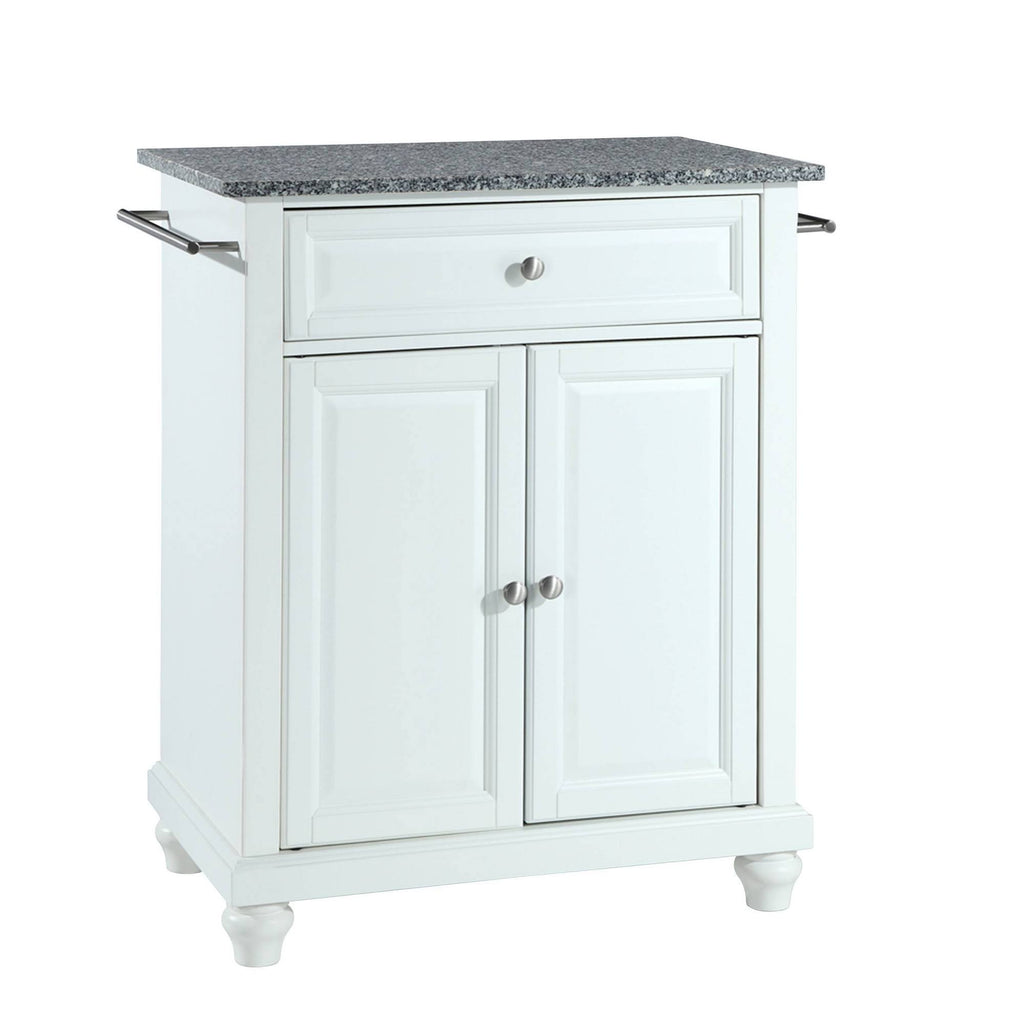 White Solid Granite Top Portable Kitchen Island S1809