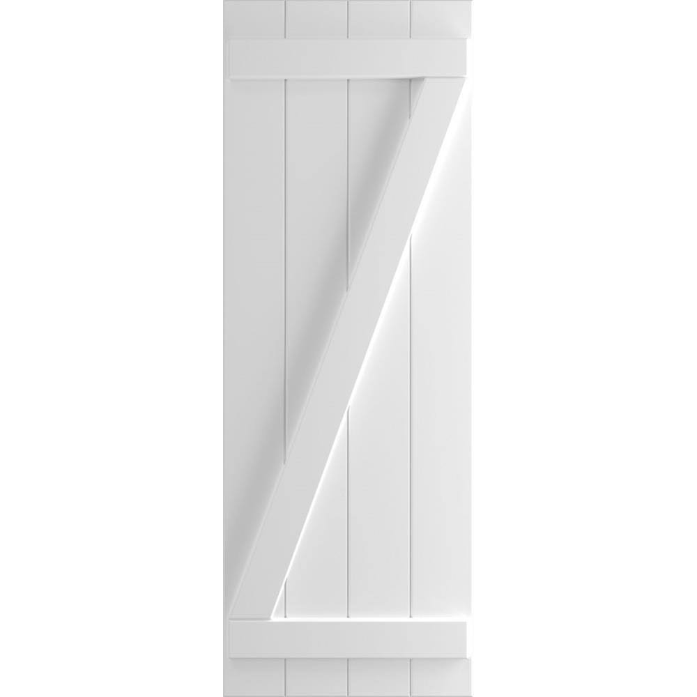 21-1/2x22 x 77x22 PVC Four Board Joined Board and Batten Shutters with Z-Bar, Unfinished (Per Pair) C6345