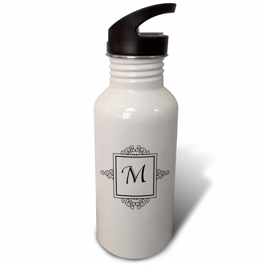 21 oz Black and White Sports Water Bottle D662782