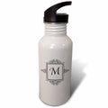 21 oz Black and White Sports Water Bottle D662782