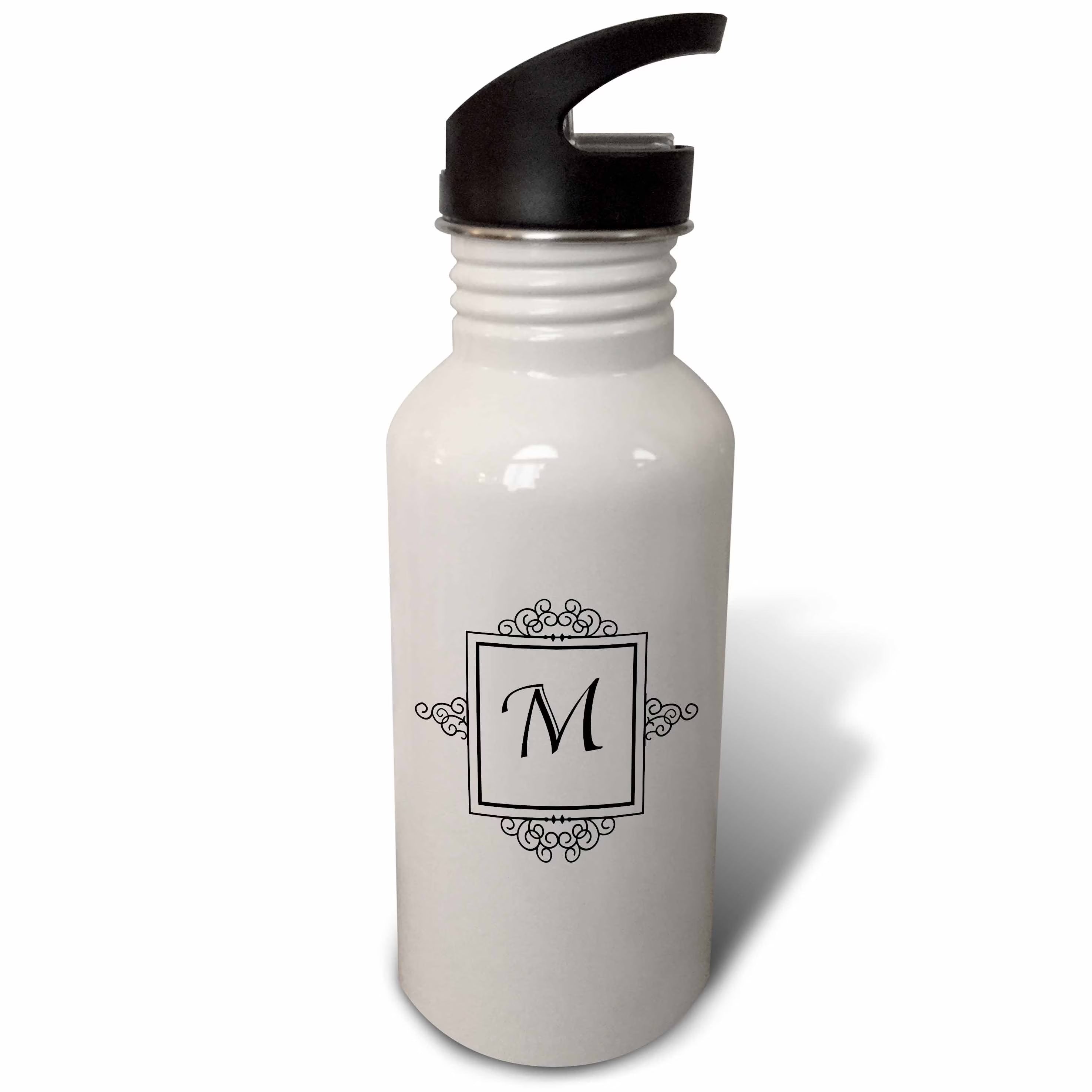 21 oz Black and White Sports Water Bottle D662782