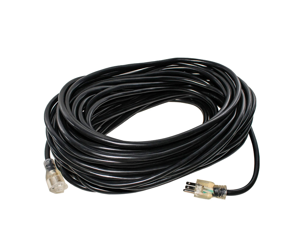 100 ft Heavy Duty 3 Prong Extension Cord with Multiple Outlets, Lighted End, Black Z8910