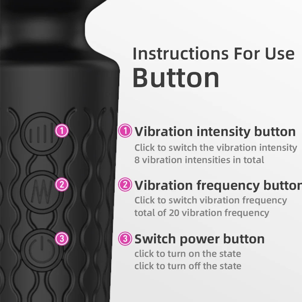 Black Wand Massager Vibrator with 8 Speeds Y3417