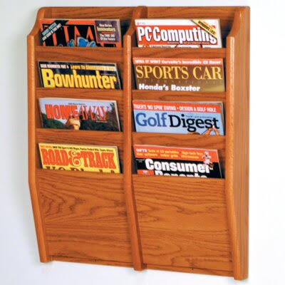 Medium Oak Wall Mount Magazine Rack I317712