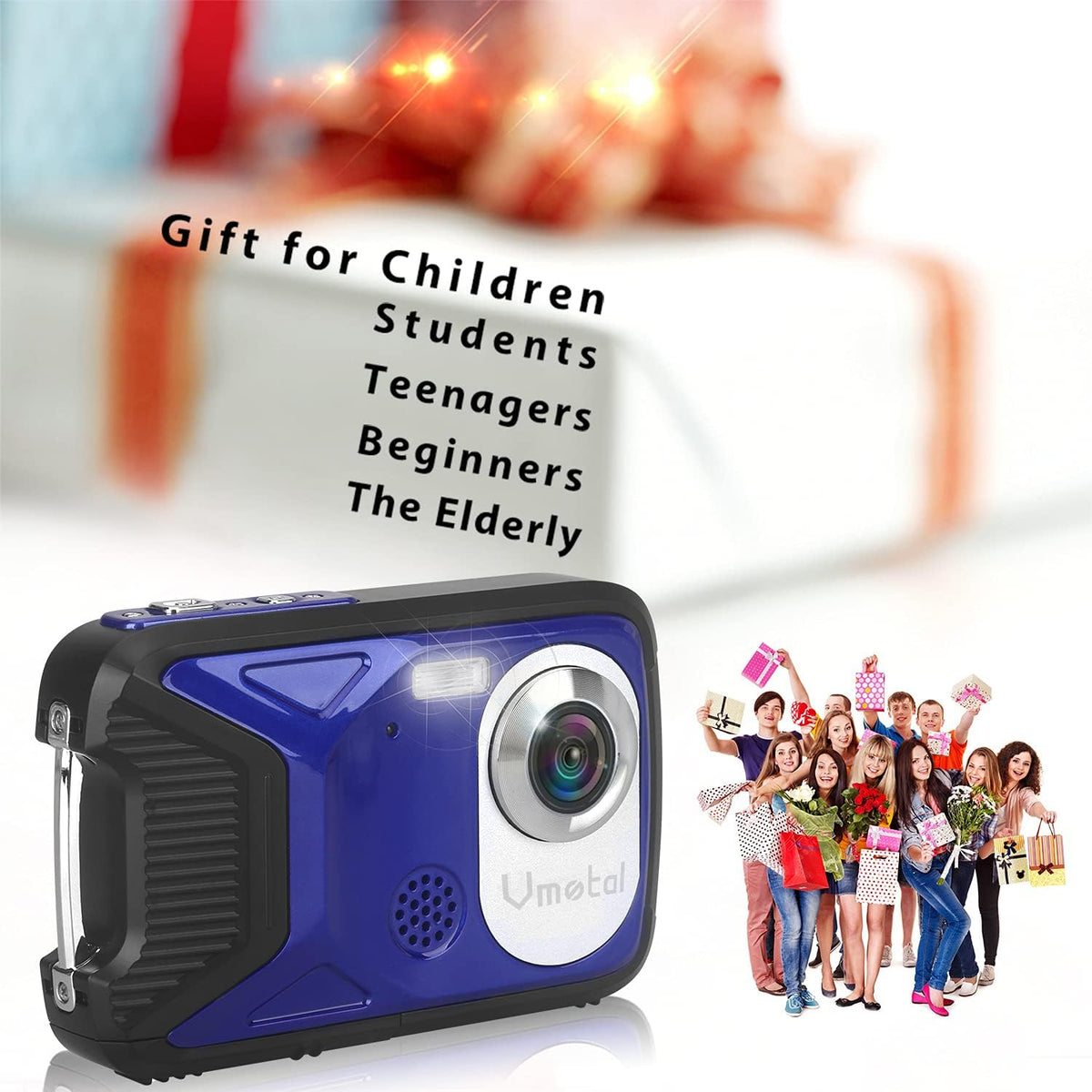 Blue Waterproof Digital Camera 16 MP Underwater Camcorder I836397