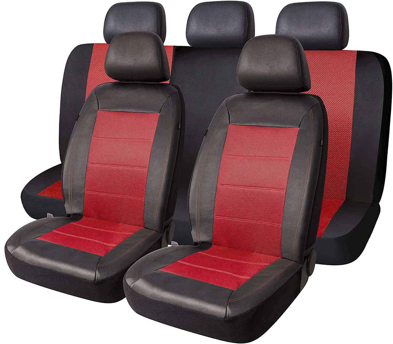 Beige Mesh and Leather Car Seat Cover Pack of 2 F90106