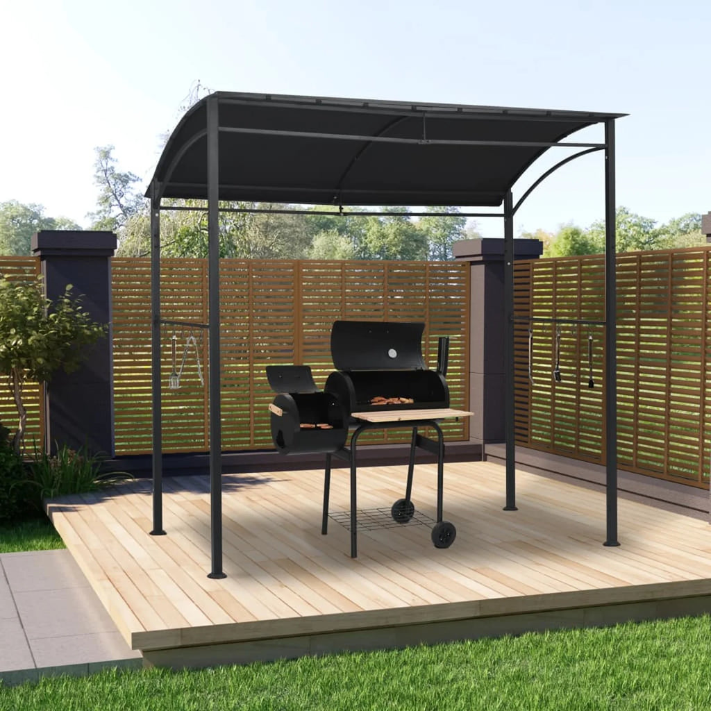 BBQ Gazebo Sun Shade Shelter Anthracite Steel 7.1ft x 4.9ft x 7.2ft Q1296