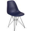 Navy Blue and Silver Accent Chair with Chrome Legs R177