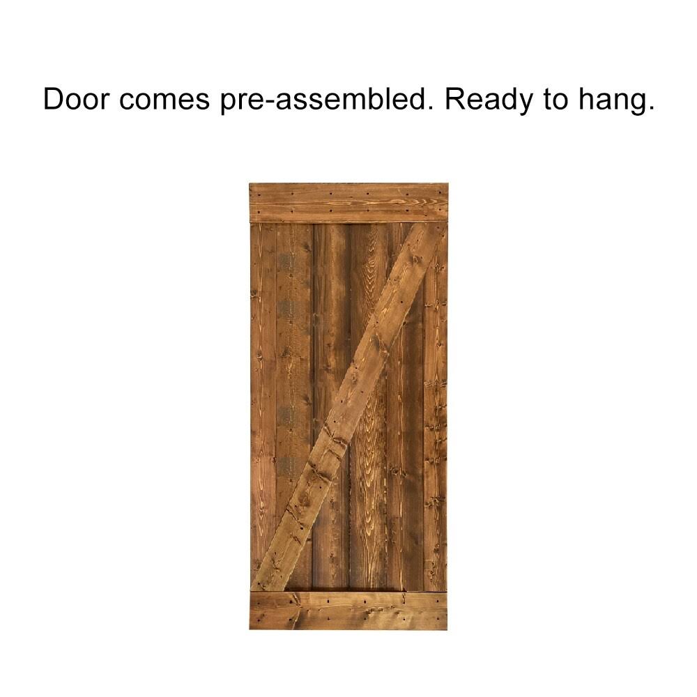Sage Green Stained Wood Interior Sliding Barn Door with Hardware Kit J92566