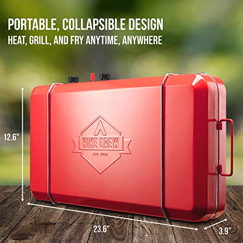 2-in-1 Gas Camping Stove and Griddle with Integrated Igniter Z71304