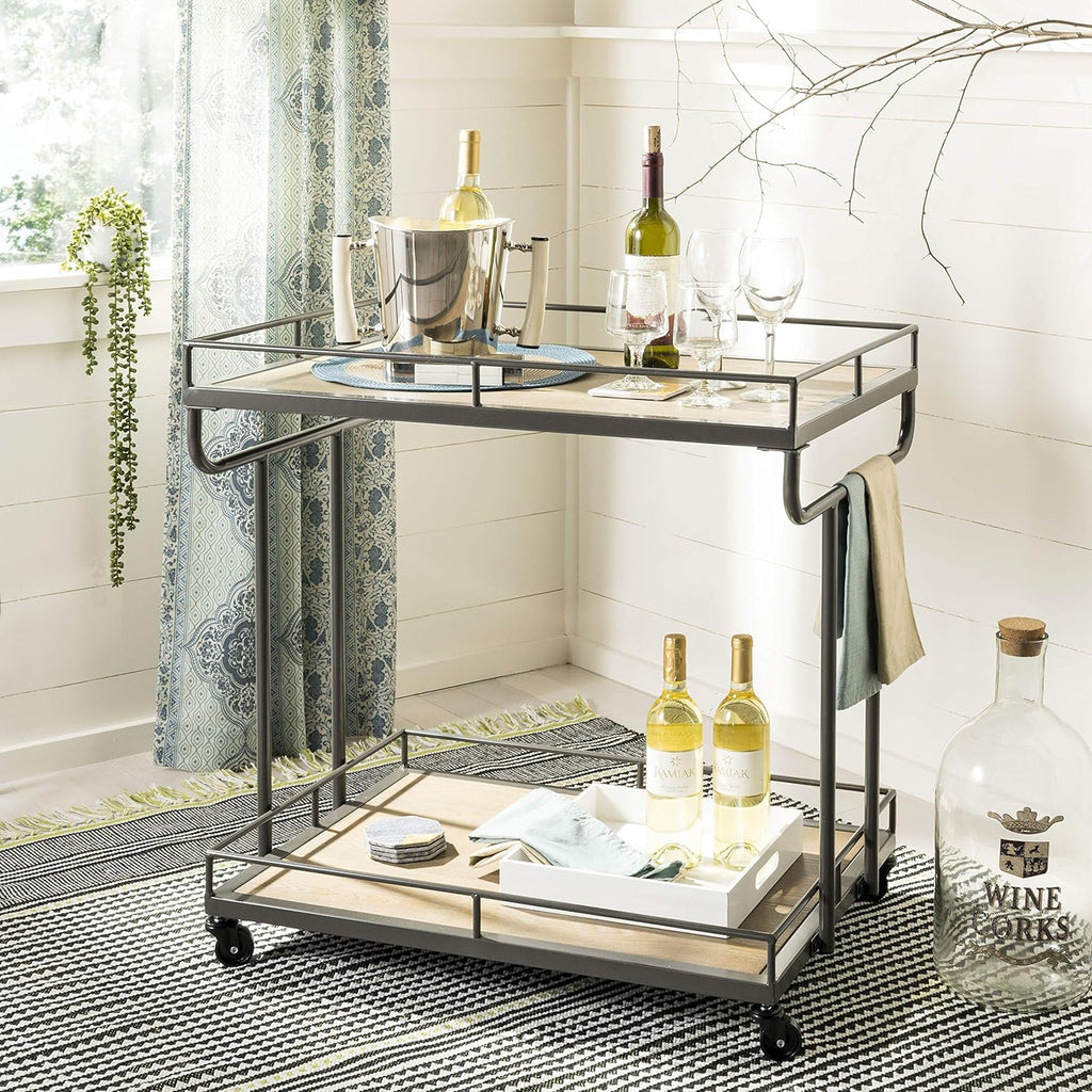 Rustic Oak/White Bar Cart R704086