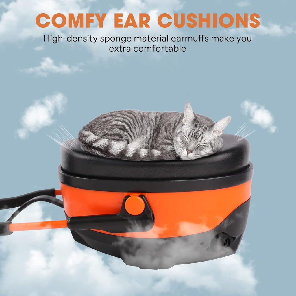 Orange Bluetooth Wireless Noise Cancelling Safety Ear Muffs Headphones I68045