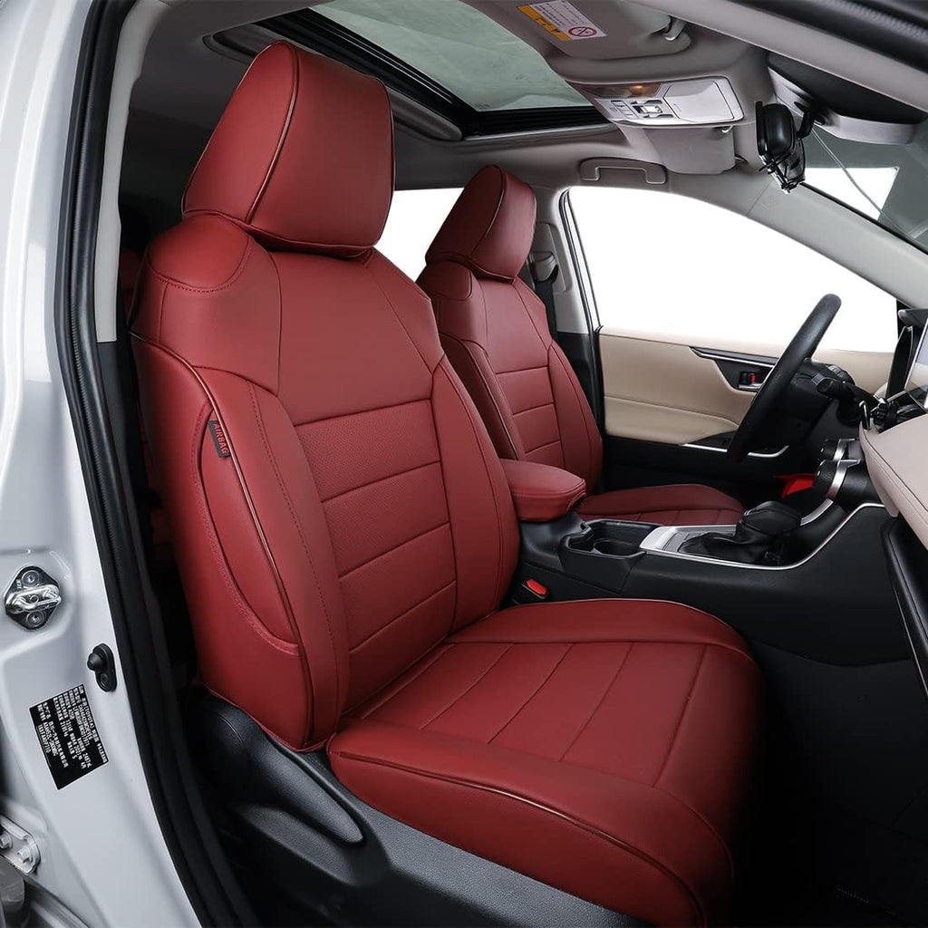 Black with Red Piping Leatherette Car Seat Covers X4600