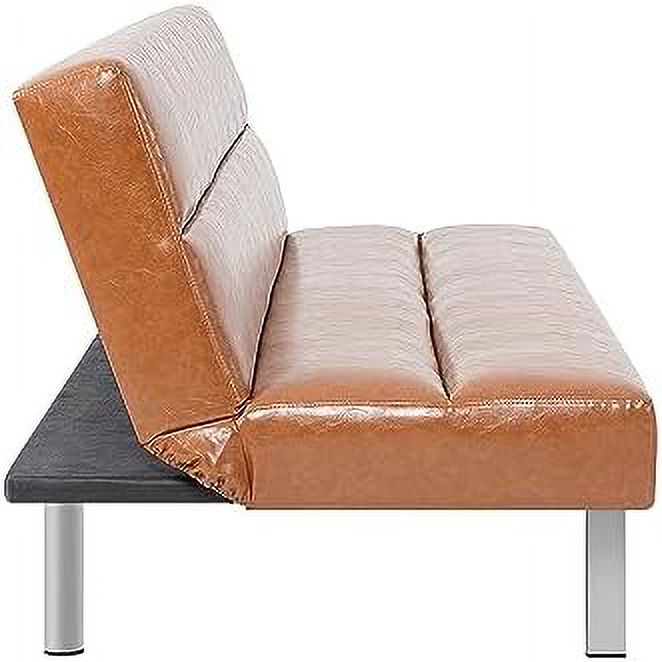 Caramel Leather Futon Sofa Bed V329526