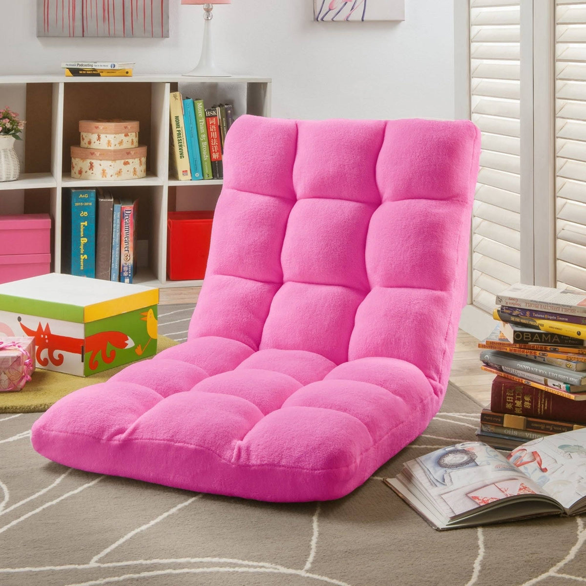 Brown Microplush Recliner Gaming Chair with Floor Mat Y65027