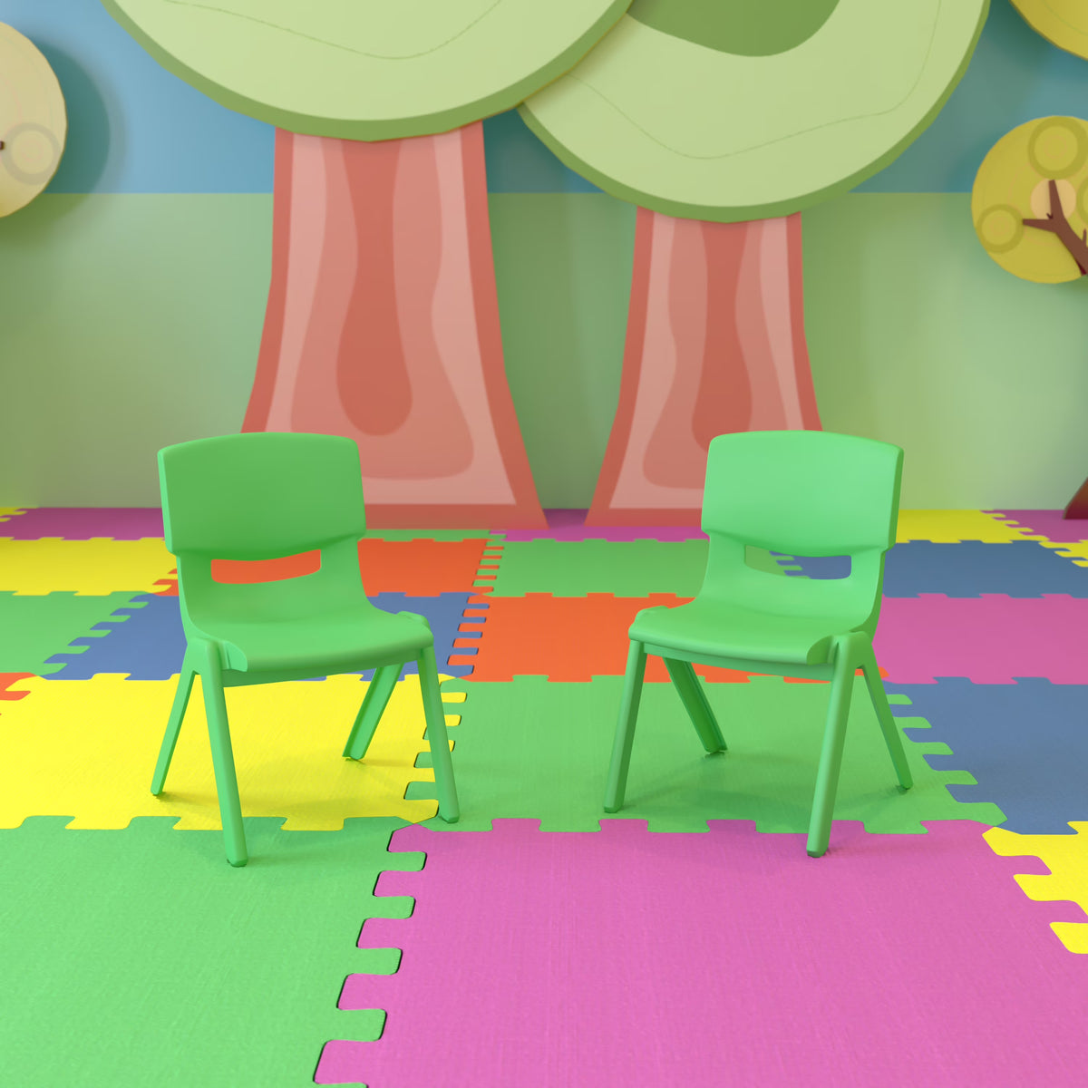 Green Plastic Stacking School Chair (2 Pack) X30848