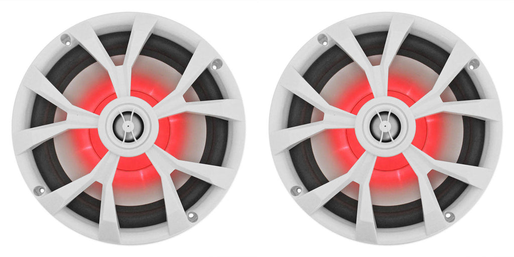 8x22 900 Watt White 2-Way Marine Boat Speakers with LED D72769