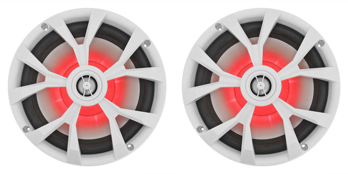 8x22 900 Watt White 2-Way Marine Boat Speakers with LED D72769