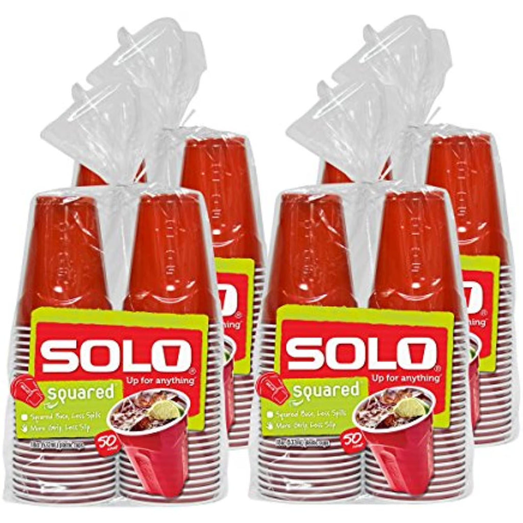 Red Squared Plastic Party Cups, 18 Ounce, 200 Count J6841