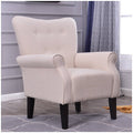 Beige Linen Wingback Accent Chair L689965