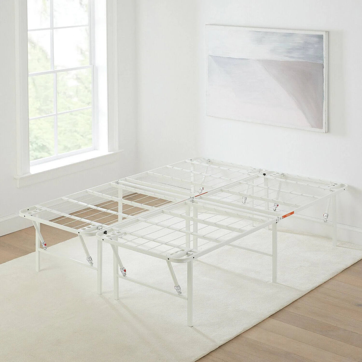White Steel Bed Frame, King, 14 inch Height V238
