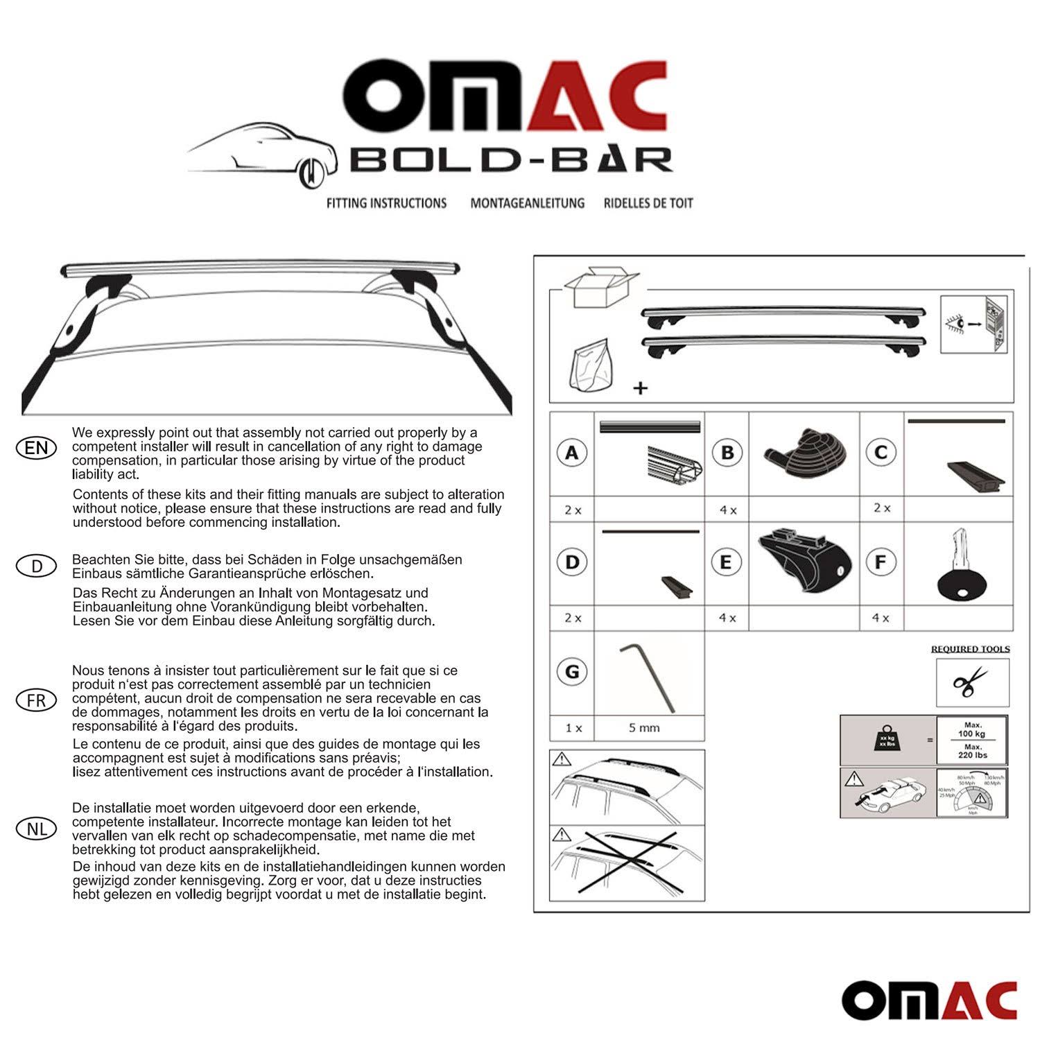 Black Roof Rack Cross Bar Carrier D697