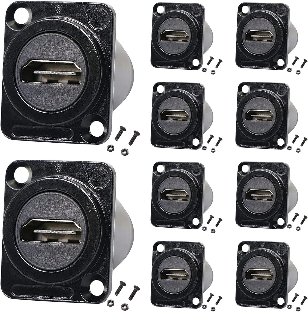 HDMI Panel Mount Coupler, Female to Female 4K Adapter, Bulkhead Extension with Cap, Pack of 2 K945936