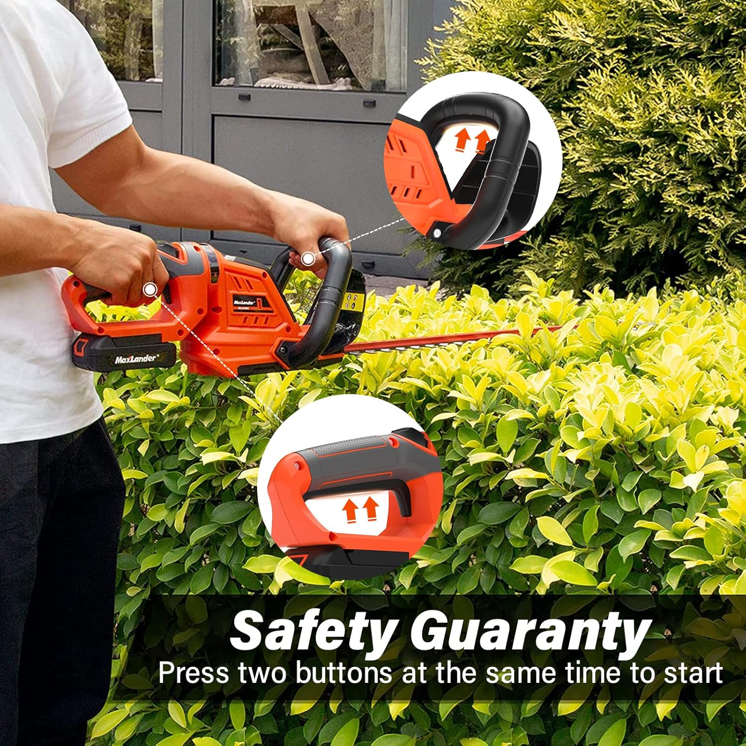 Cordless Hedge Trimmer with 22” Dual-Action Blade, 20V 2.0Ah Battery and Fast Charger U109183