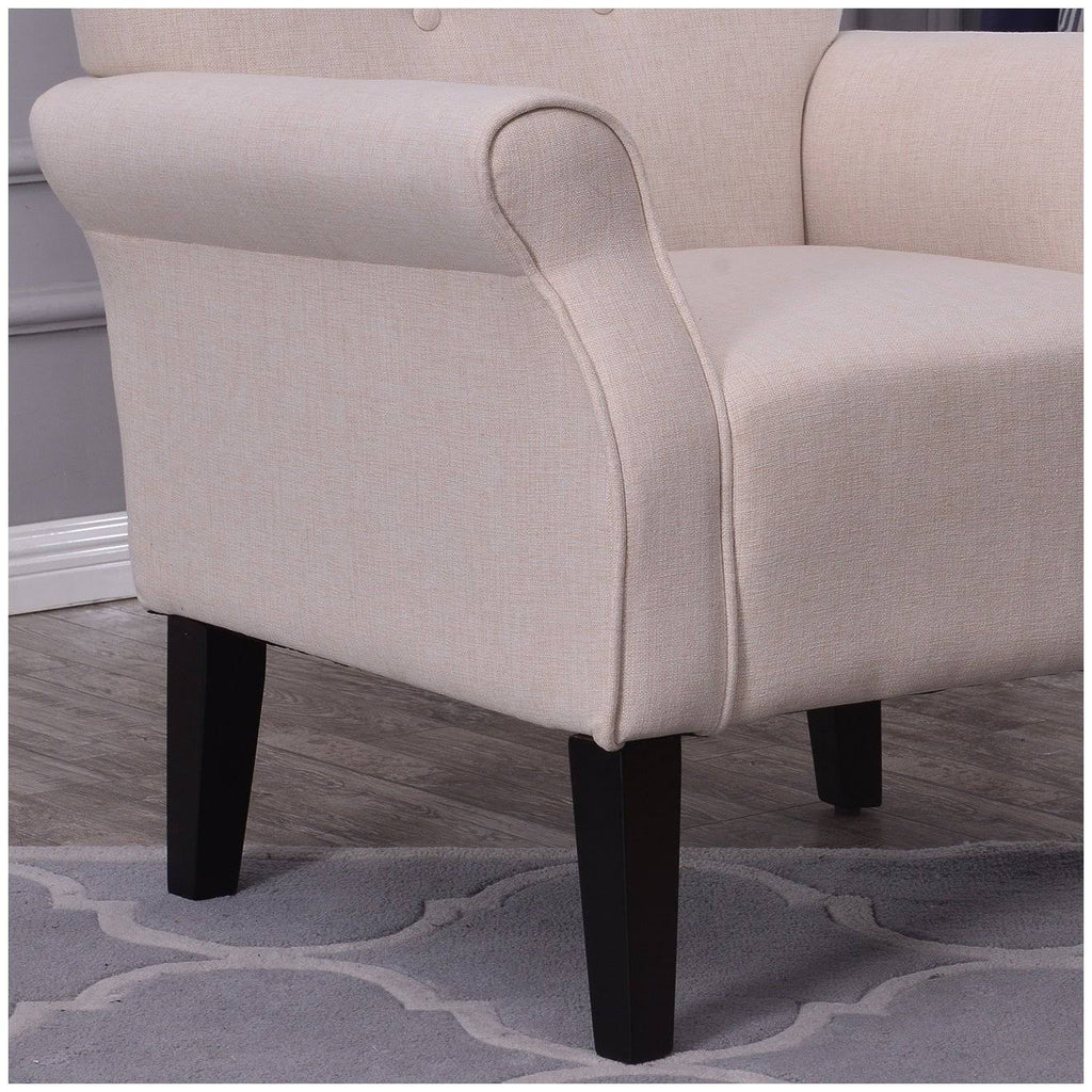 Beige Linen Wingback Accent Chair L689965