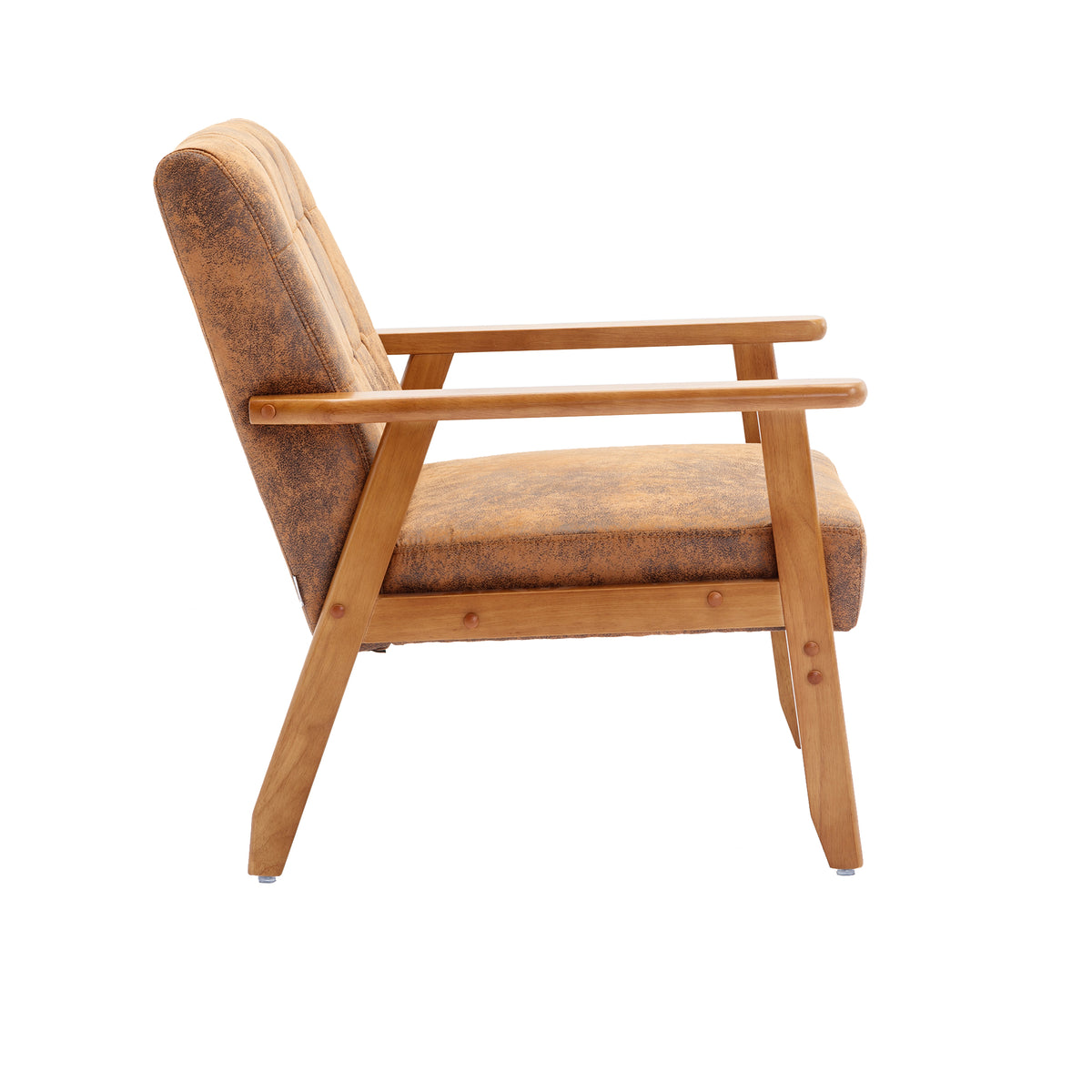 Accent Chairs Set of 2 with Side Table, Wood and Fabric Armchairs E11563