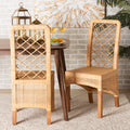 Natural Rattan and Walnut Brown 2-Piece Dining Chair Set I98569