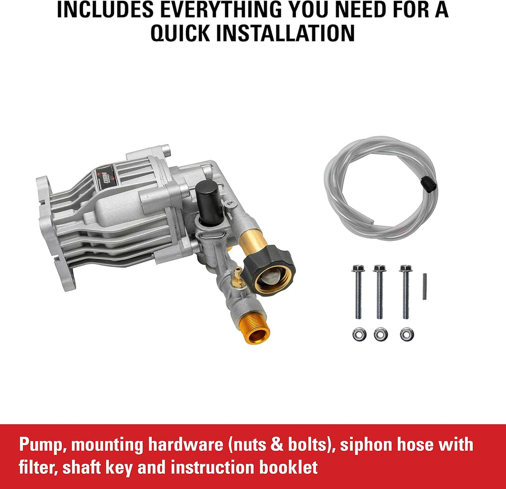 Horizontal Axial Cam Replacement Pressure Washer Pump Kit, 3300 PSI, 2.4 GPM, 3/4 Shaft, Silver T64838