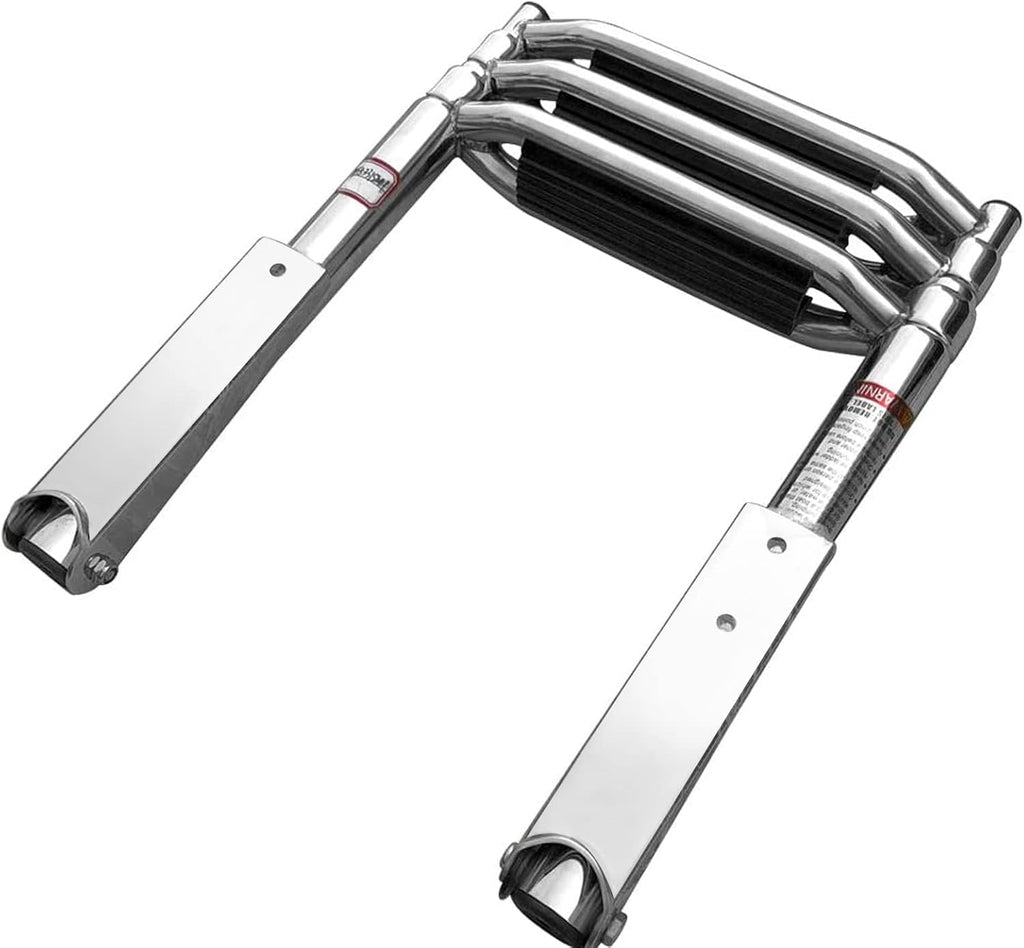 Stainless Steel 3 Step Telescoping Pontoon Boat Ladder with Retaining Strap, 900 Pound Capacity, Pack of 2 P783866