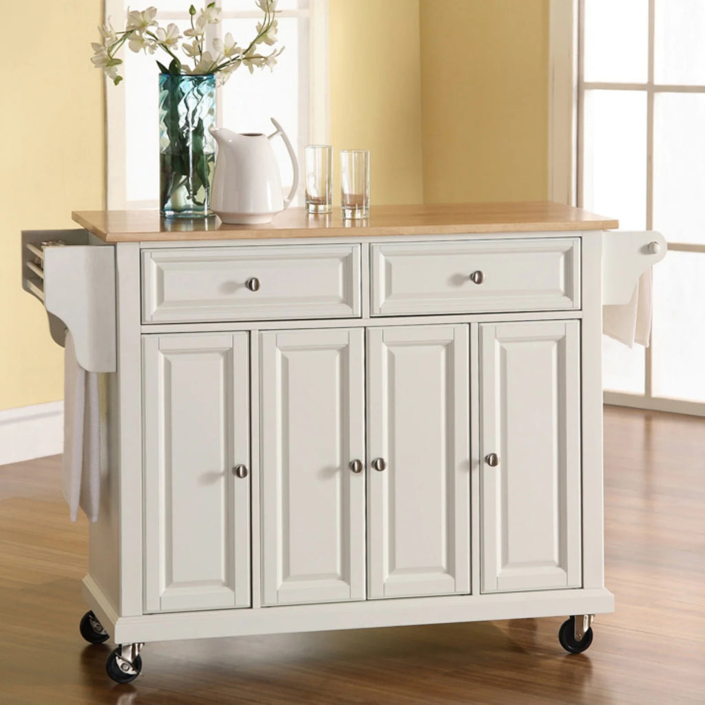 Black Natural Wood Top Kitchen Cart O44902