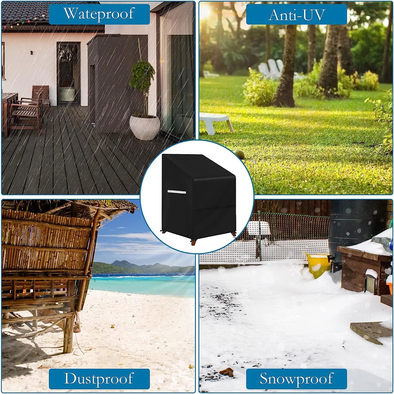 Outdoor Stacking Chair Covers Waterproof Patio Furniture Cover for 4-6 Stackable Chairs B585364