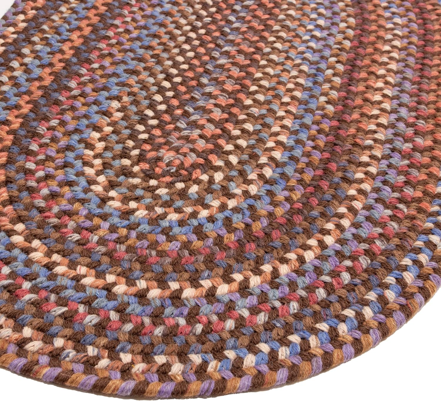 Walnut Brown Wool Braided Rug 20" x 30" Oval N9670