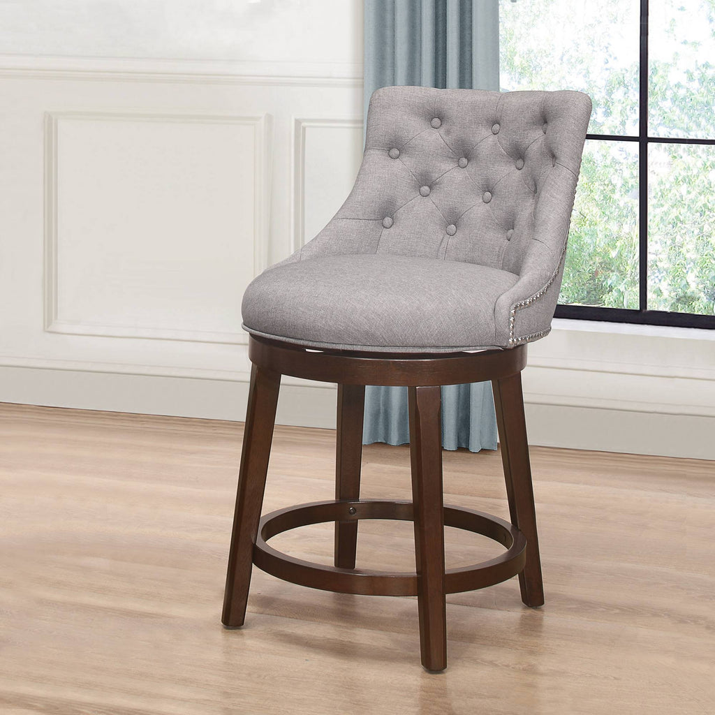 Gray Fabric Swivel Counter Height Stool M1736