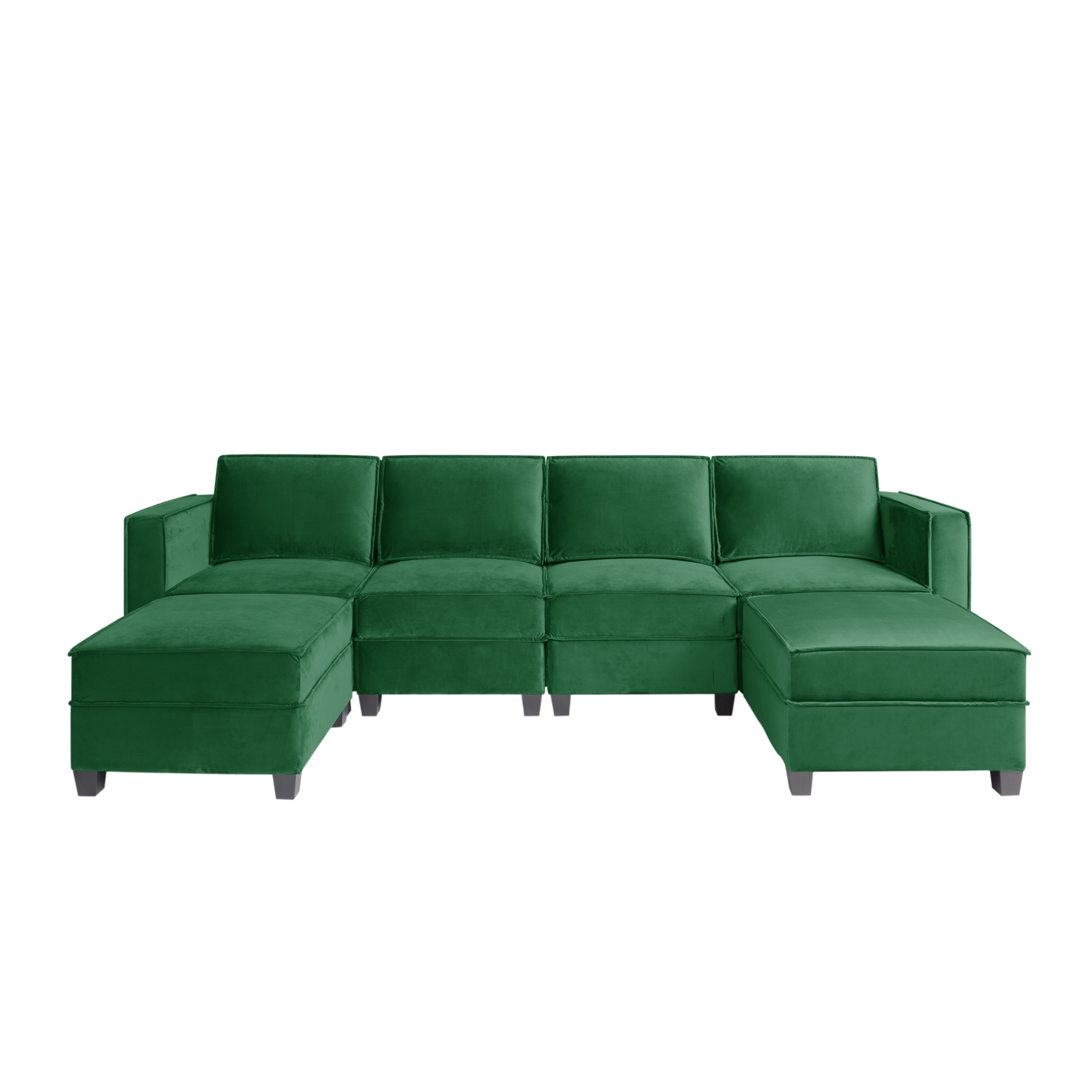 Modern Large Velvet U-Shaped Convertible Sectional Sofa Bed with Removable Storage Ottomans X5589