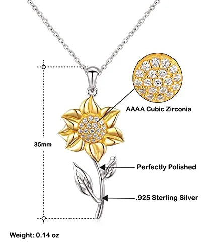 Wife Sunflower Pendant Necklace J1268