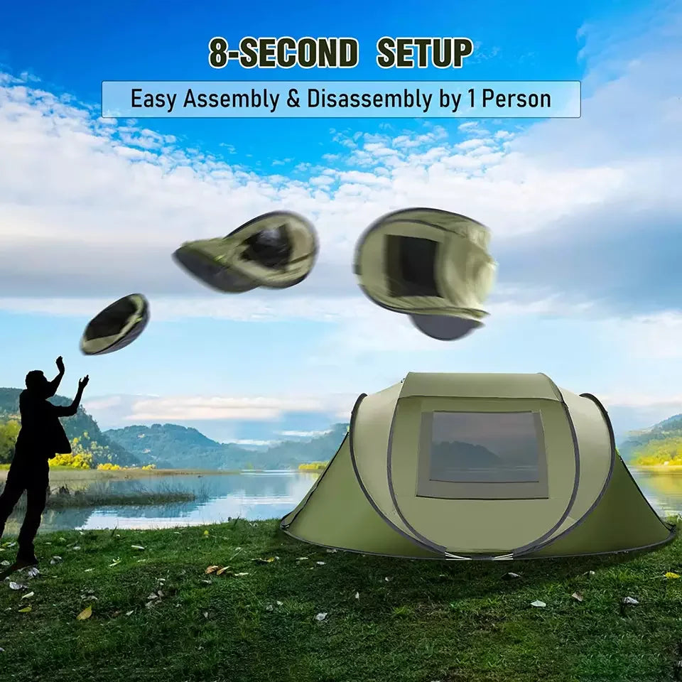 3-4 Person Waterproof Camping Tent, Dark Green T7740