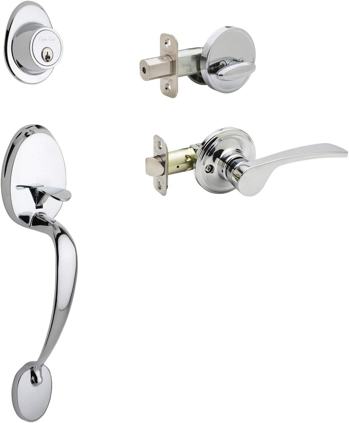 Polished Stainless Front Door Handle Set, Pack of 2 L7484
