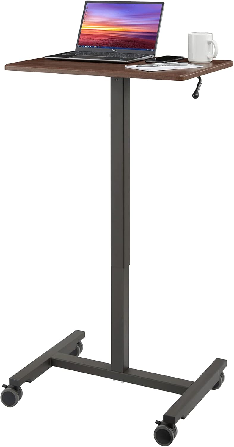Black Mobile Rolling Height Adjustable Cart Table with Wheels Y15473